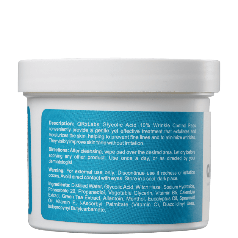QRxLabs Glycolic Acid 10% - Lenço para Rugas Anti-idade (50 Unidades)