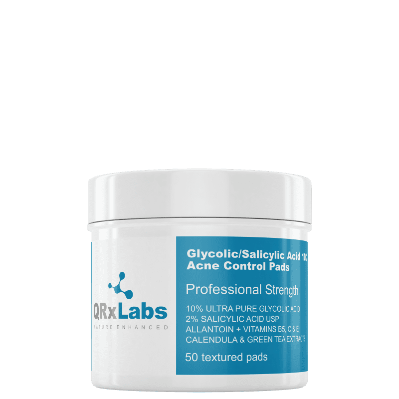 QRxLabs Glycolic/Salicylic Acid 10/2 - Lenço de Tratamento para Acne (50 Unidades)