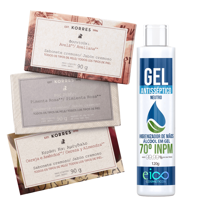 Kit Eico Gel Antiséptico & Sabonetes Cremosos (4 Produtos)