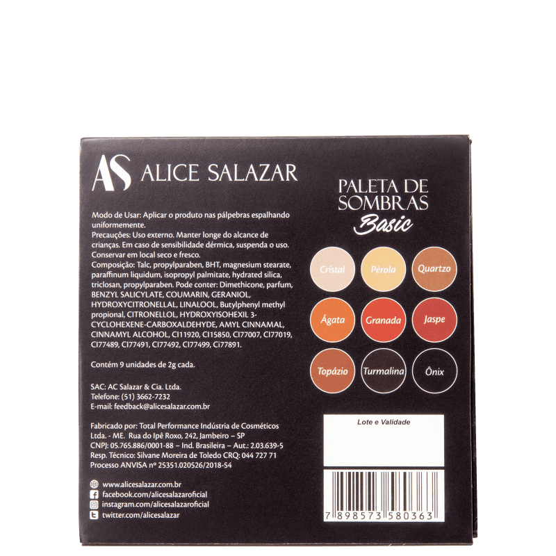 Alice Salazar Basic - Paleta de Sombras 18g