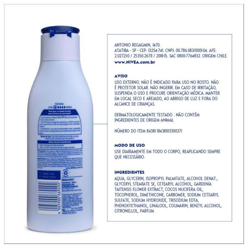 NIVEA Mousse Coco e Óleo Monoi - Hidratante Corporal 200ml