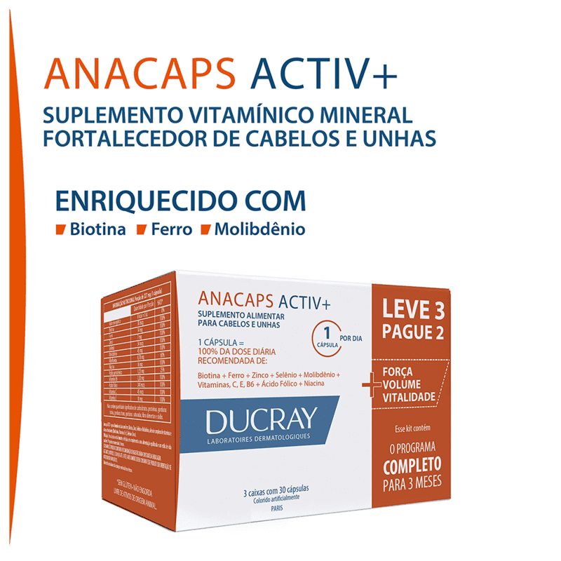 Kit DUCRAY Anacaps Activ Antiqueda 3x30 Cápsulas