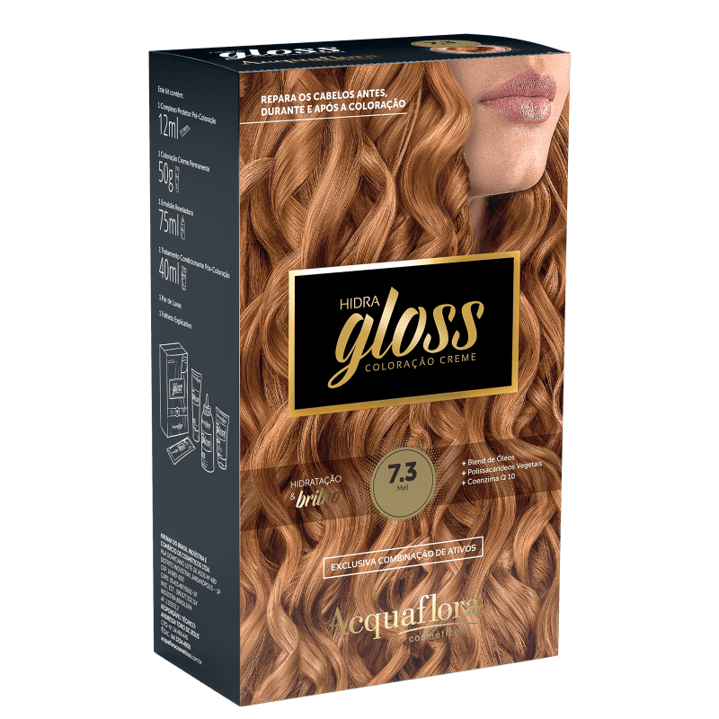 Acquaflora Hidra Gloss 7.3 Mel - Coloração Permanente 177g Menor preço em Acquaflora Hidra Gloss 7.3 Mel - Coloração Permanente 177g