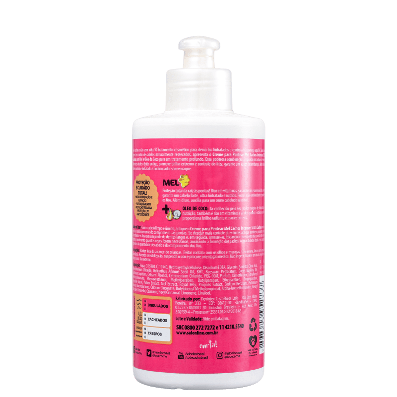  Linha Tratamento (SOS Cachos) Salon Line - Creme para Pentear  Mel Cachos Intensos 300 Ml - (Salon Line Treatment (SOS Curls) Collection -  Intense Curls Honey Combing Cream 10.14 Fl Oz) 