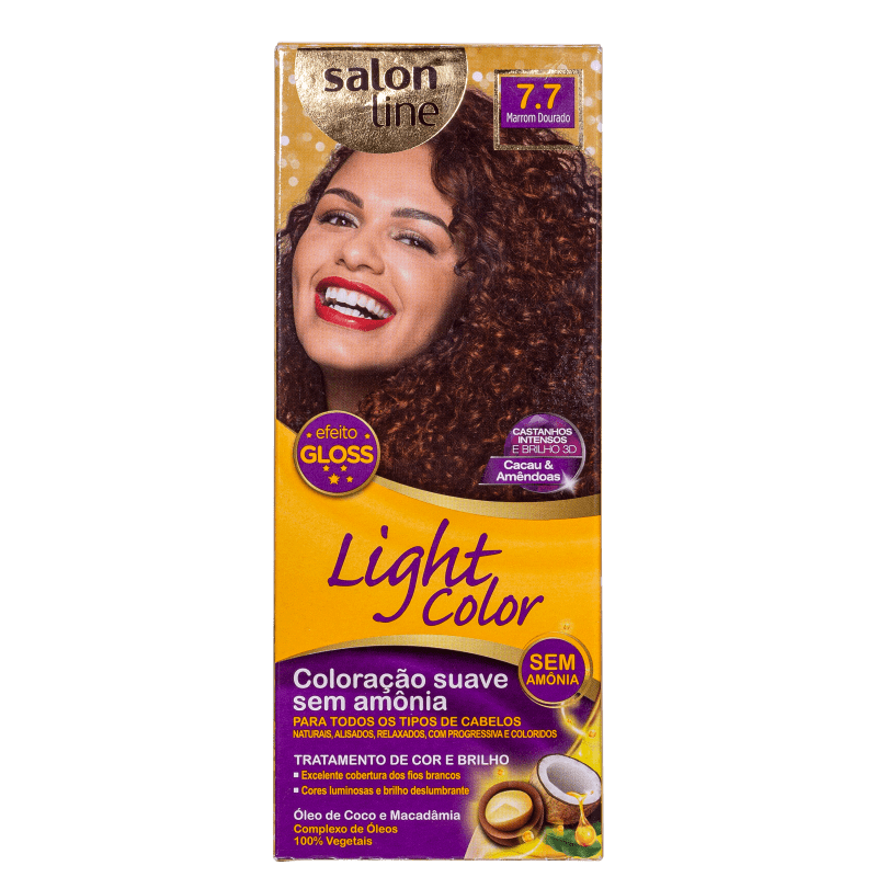 Kit Salon Line Light Color 7.7 Marrom Dourado - Tonalizante