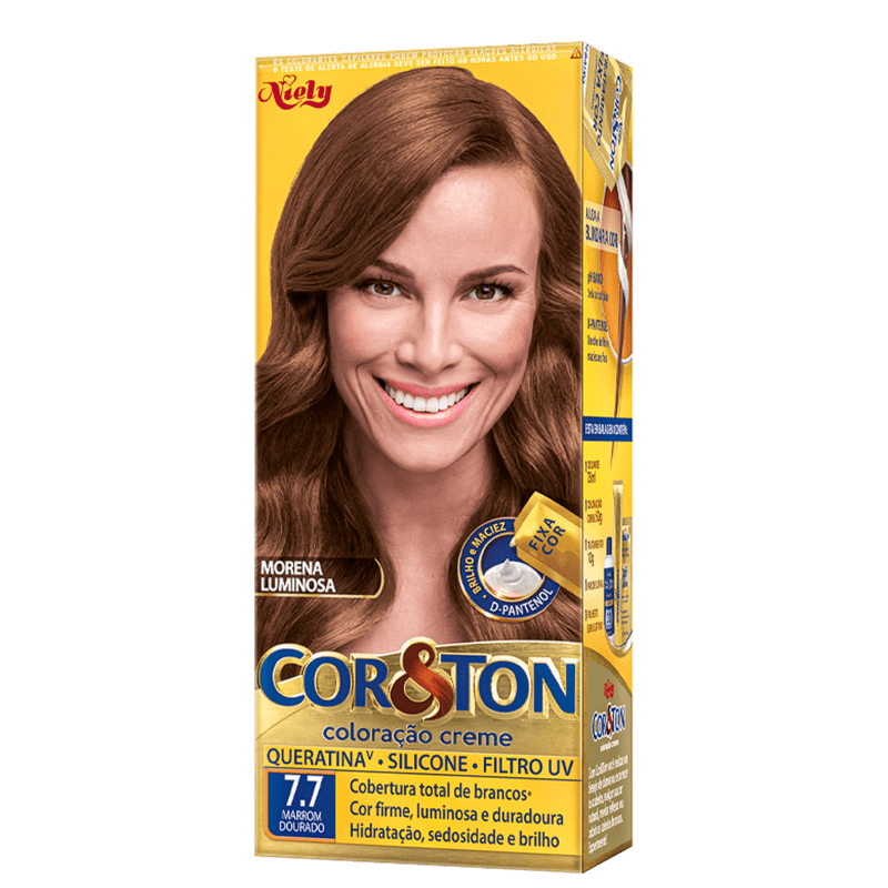 Niely Cosméticos Cor & Ton 7.7 Marrom Dourado - Coloração Permanente