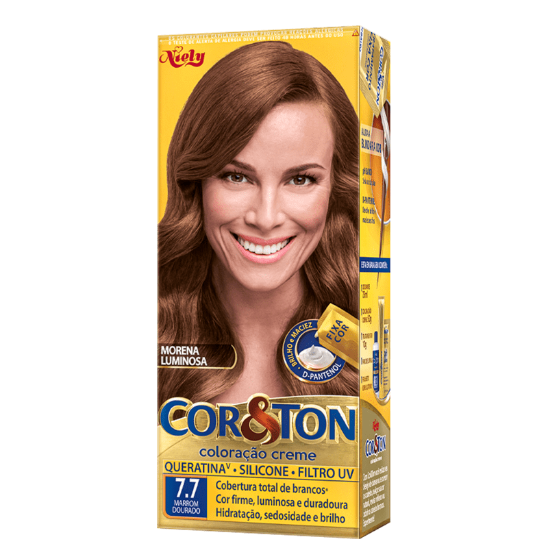 Niely Cosméticos Cor & Ton 7.7 Marrom Dourado - Coloração Permanente 