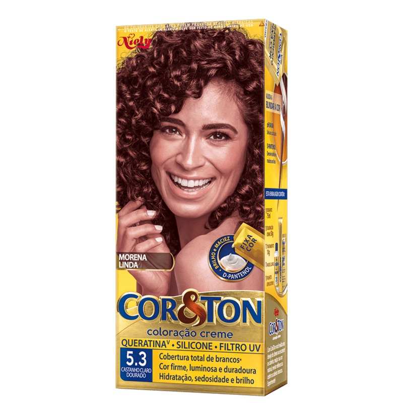 Niely Cosméticos Cor & Ton 5.3 Castanho Claro Dourado - Coloração Permanente