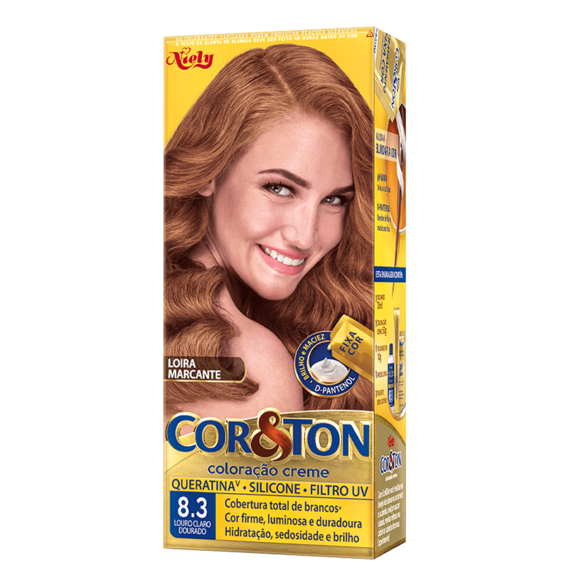 Niely Cosméticos Cor & Ton 8.3 Louro Claro Dourado - Coloração Permanente