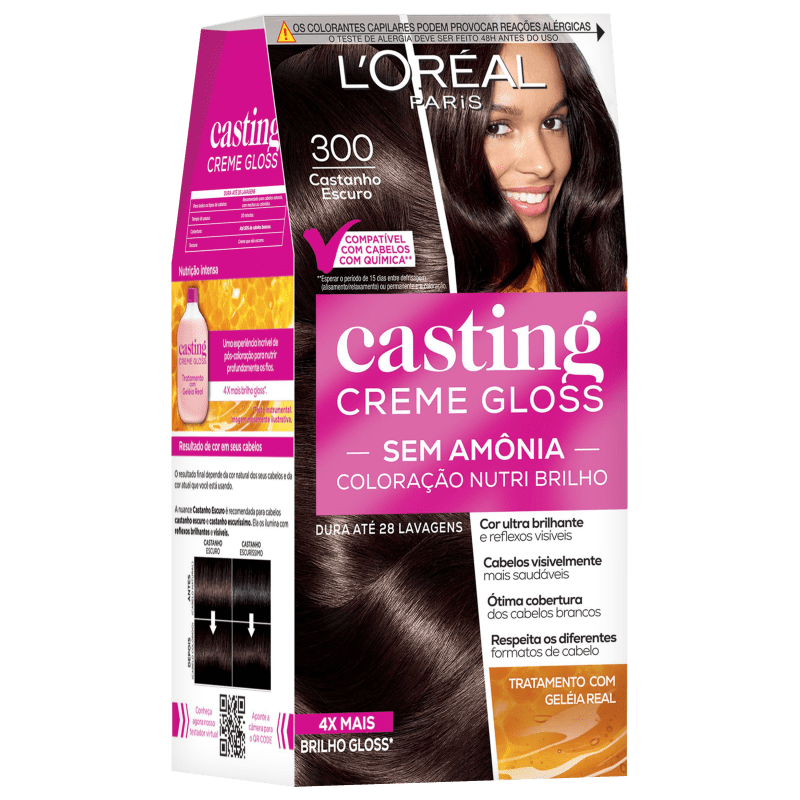 Casting Creme Gloss 300 Castanho Escuro - Coloração Menor preço em Casting Creme Gloss 300 Castanho Escuro - Coloração