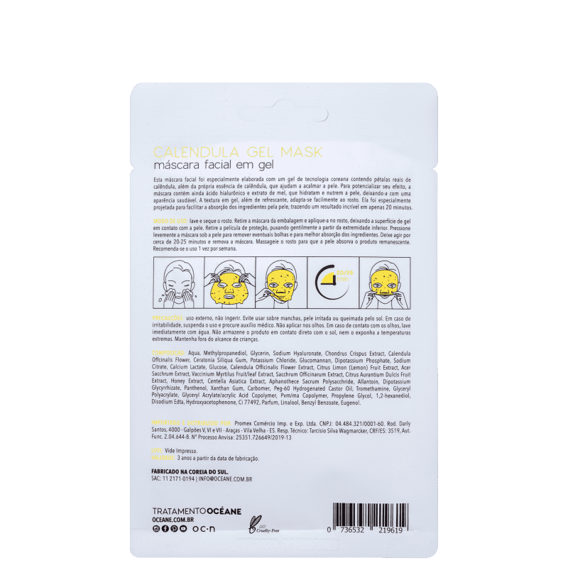 Máscara Facial Océane Calendula Gel One