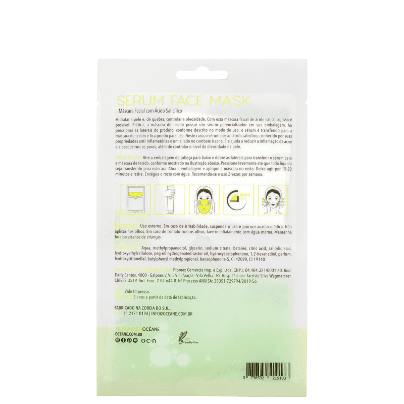 Máscara Facial Océane Serum Face Mask Ácido Salicílico