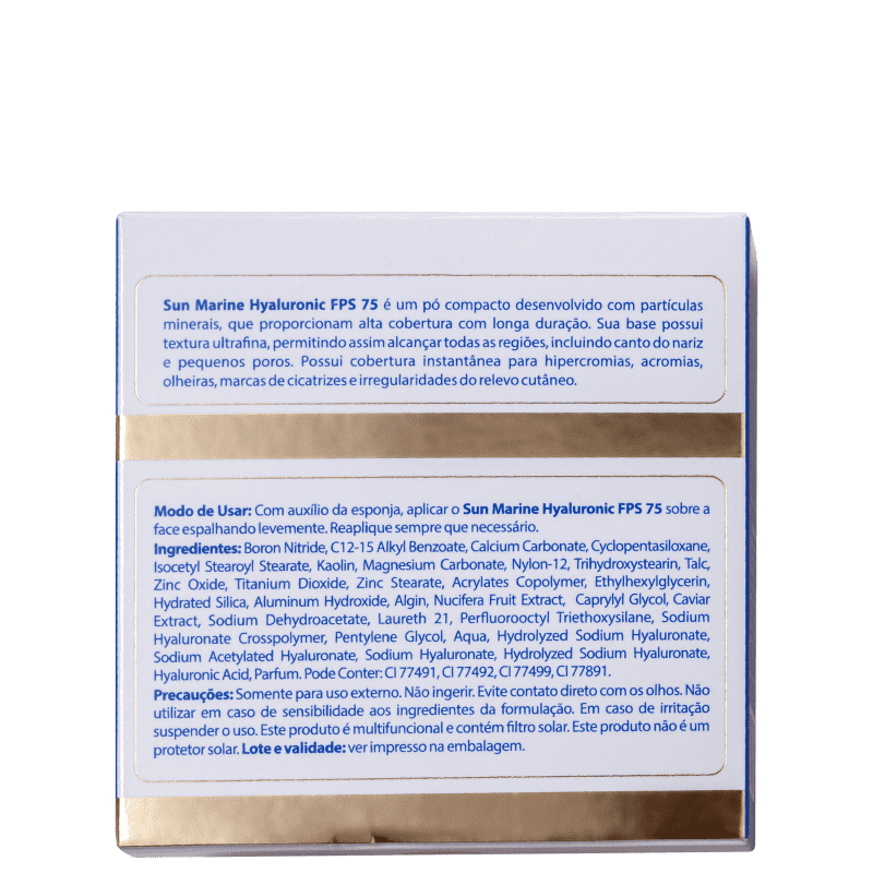 Biomarine Sun Marine Hyaluronic FPS 75 Bronze - Pó Compacto 12g