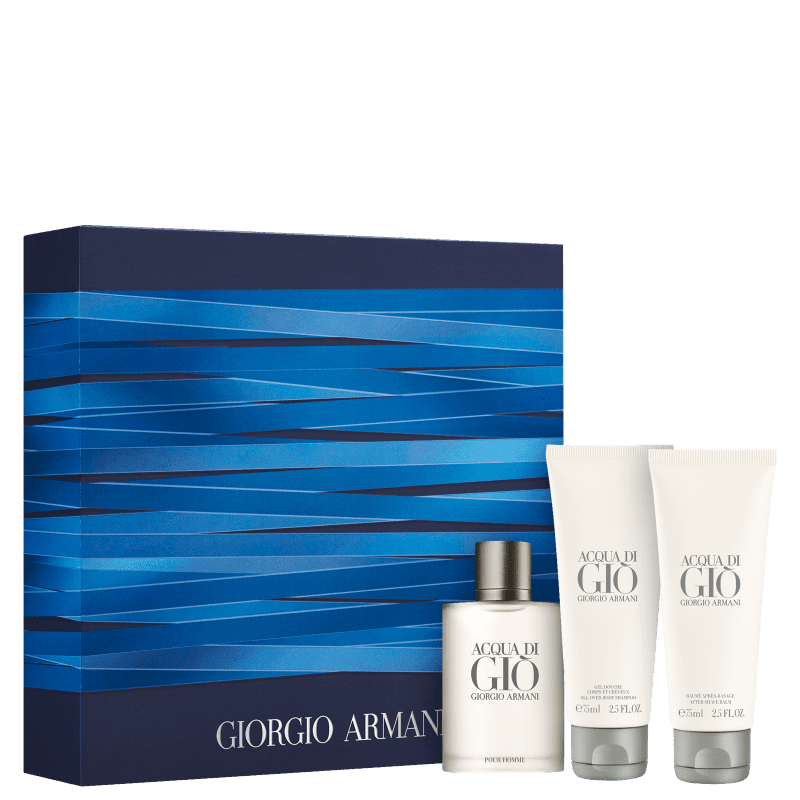 Conjunto Acqua di Giò Giorgio Armani Masculino - Eau de Toilette 50ml + Gel de Banho 75ml + Pós-Barba 75ml