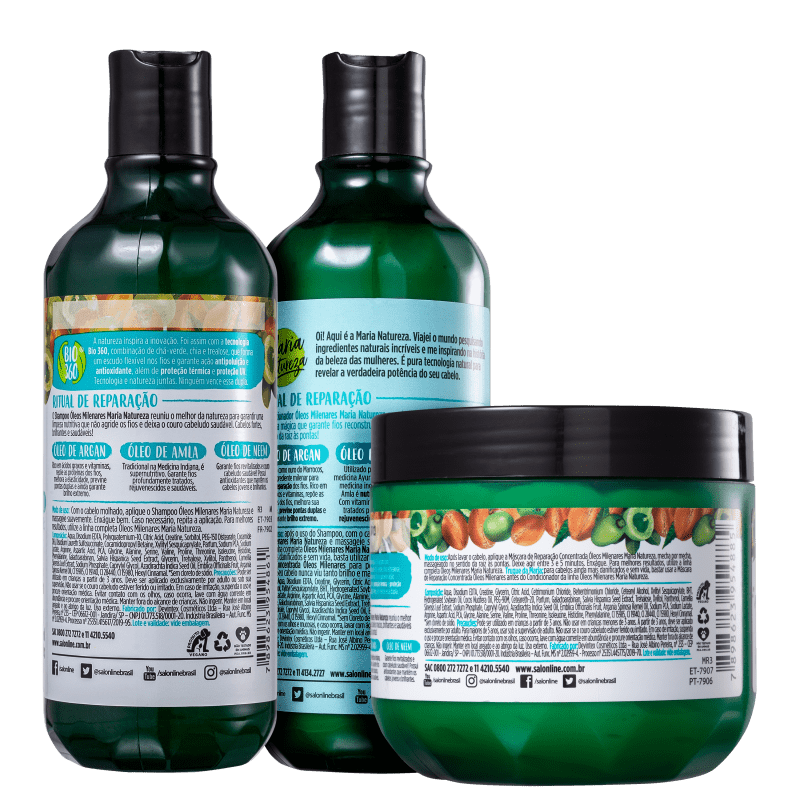 Kit Salon Line Maria Natureza Óleos Milenares Trio (3 Produtos)