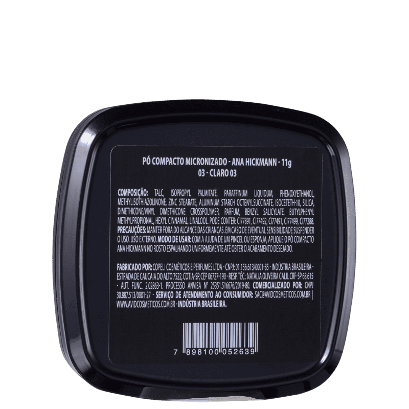 Pó Compacto Ana Hickmann Beauty Micronizado Claro 03 11g