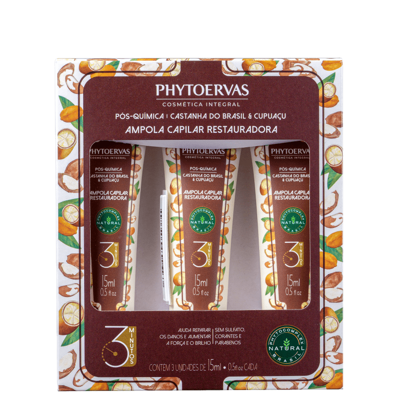 Phytoervas Pós-Química Castanha do Brasil e Cupuaçu - Ampola 3x15ml