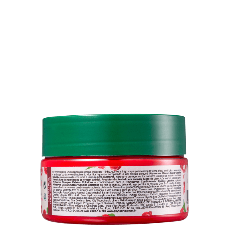 Phytoervas Cabelos Coloridos Romã e Urucum - Máscara Capilar 220g