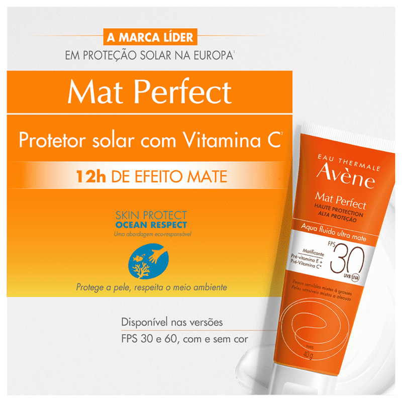 Avène Mat Perfect Aqua Fluido Ultra Mate FPS 30 - Protetor Solar 40g