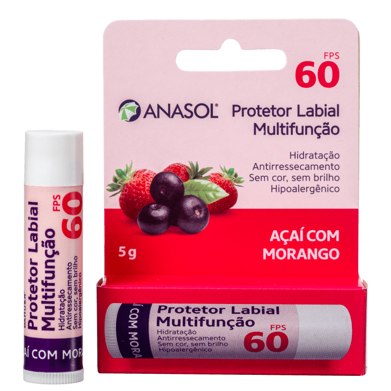 Anasol Açaí com Morango FPS 60 - Protetor Labial 5g