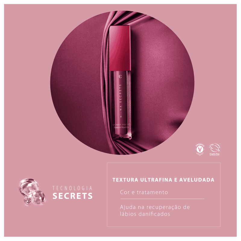 Batom Líquido Eudora Niina Secrets Skinny Matte Pink Peônia 4ml