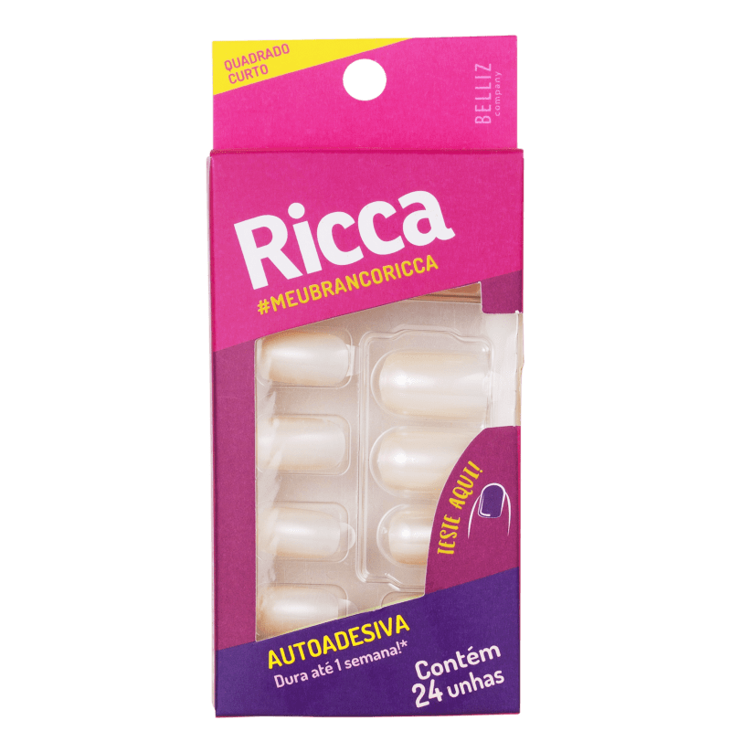 Ricca Quadrado Curto Sonho Branco - Unhas Postiças