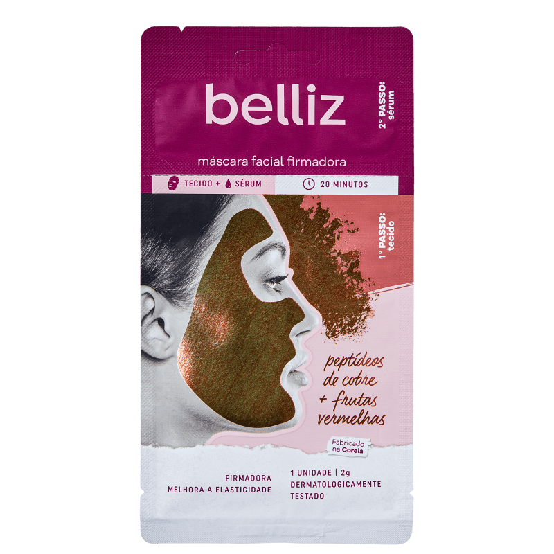 Belliz Firmadora Peptídeos de Cobre + Frutas Vermelhas - Máscara Facial 10g