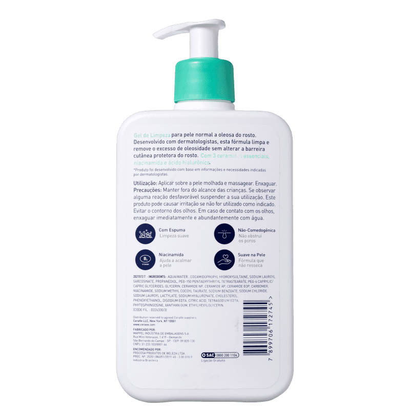 CeraVe Foaming Cleanser - Gel de Limpeza Facial 454g