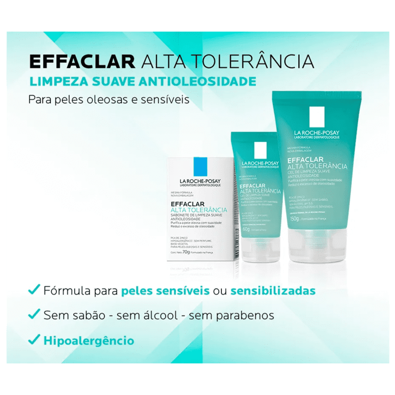 La Roche-Posay Effaclar Alta Tolerância - Gel de Limpeza Facial 150g