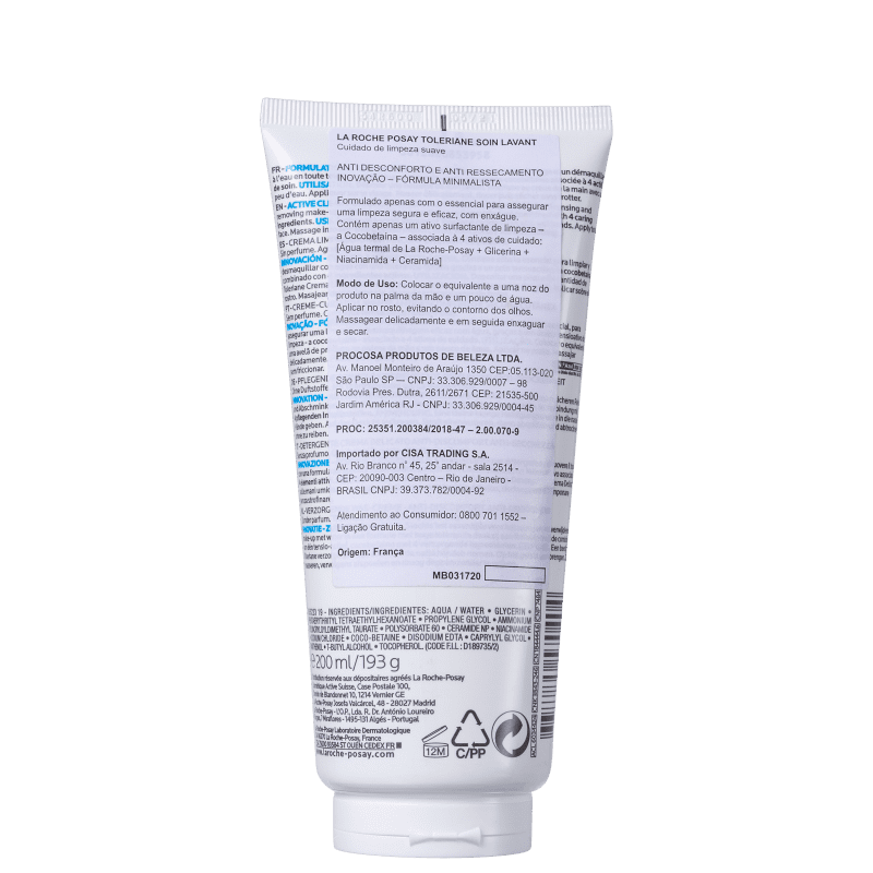 La Roche-Posay Toleriane Clean - Creme de Limpeza Facial 200ml