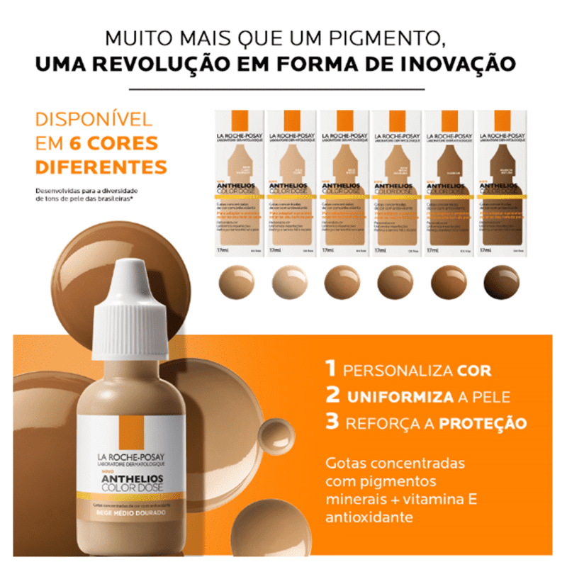 La Roche-Posay Anthelios Color Dose Bege Médio Dourado - Pigmento 17ml