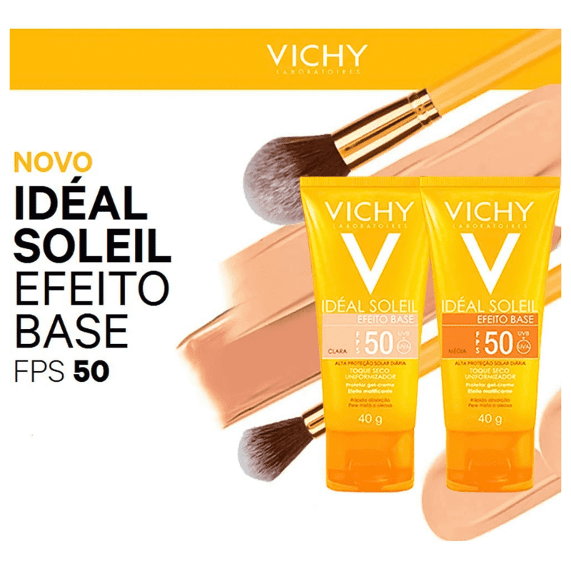 Vichy Idéal Soleil Efeito Base FPS 50 Clara - Protetor Solar com Cor 40g
