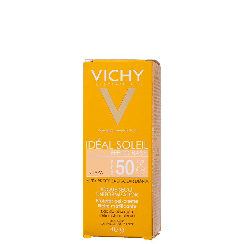 Vichy Idéal Soleil Efeito Base FPS 50 Clara - Protetor Solar com Cor 40g