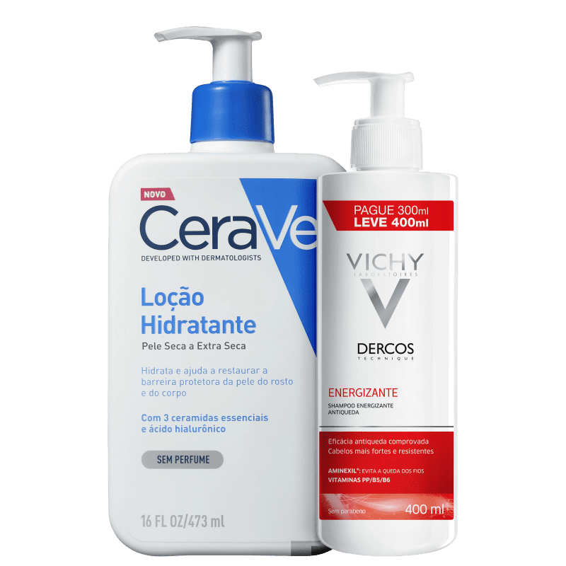 Kit CeraVe Rosto & Corpo + Dercos Energizante (2 Produtos)