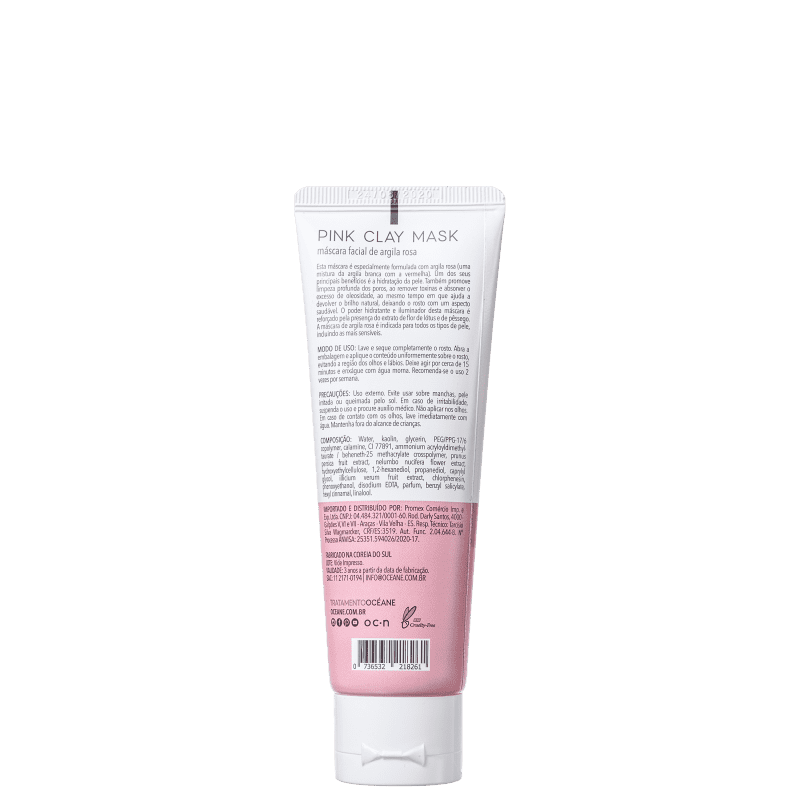 Océane Pink Clay Mask Argila Rosa - Máscara Facial 75g