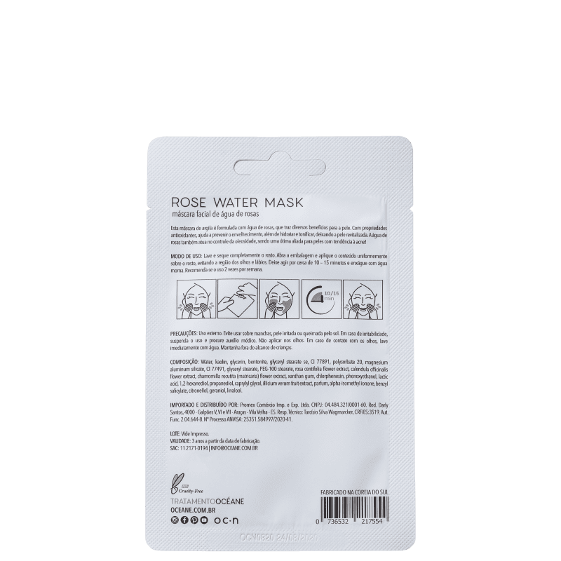 Océane Rose Water - Máscara Facial 8g