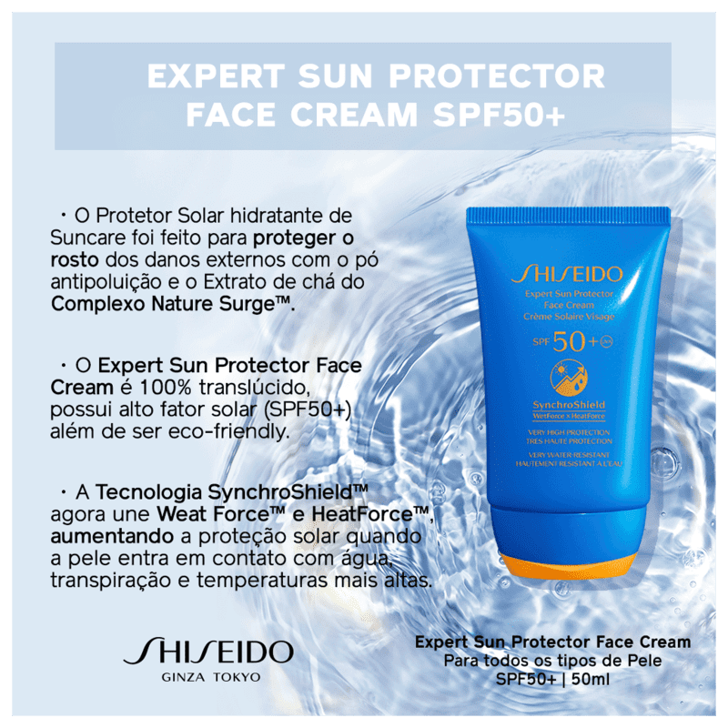 Shiseido Expert Sun Protector Face Cream FPS 50+ - Protetor Solar Facial 50ml
