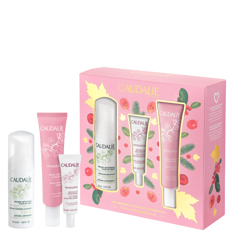 Kit Caudalie Vinosource - Creme Sorvete Hidratante 40ml + Sérum SOS 10ml + Espuma Limpeza 50ml