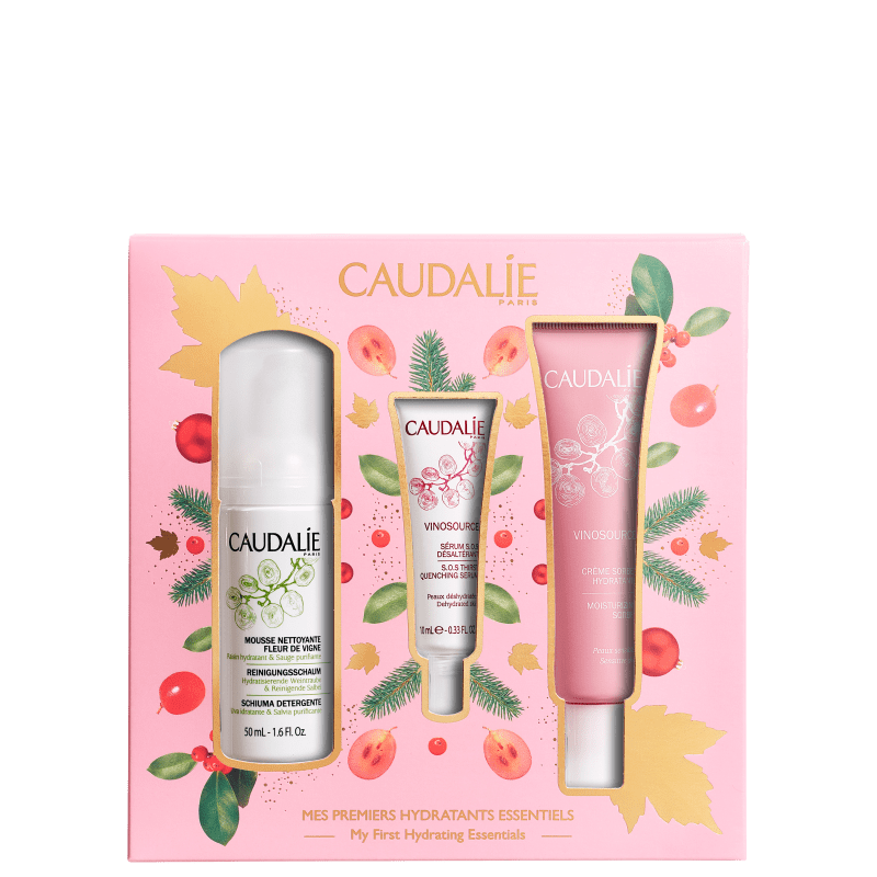 Kit Caudalie Vinosource - Creme Sorvete Hidratante 40ml + Sérum SOS 10ml + Espuma Limpeza 50ml