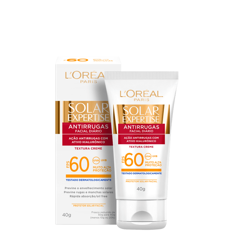 L'Oréal Paris Solar Expertise Antirrugas FPS 60 - Protetor Solar Facial 40g