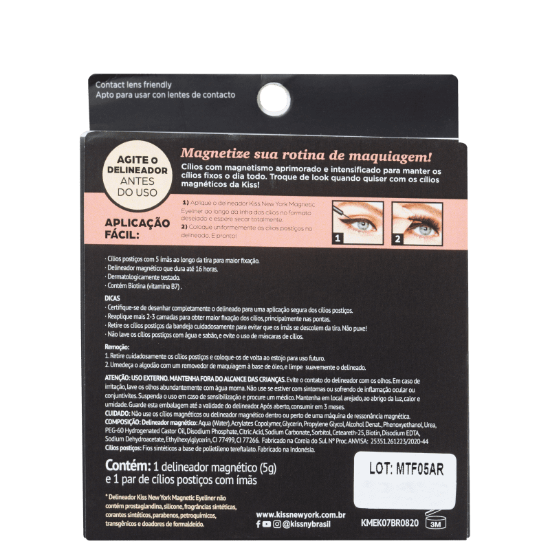 Kiss New York Magnetic Eyeliner K07 - Cílios Postiços Magnéticos
