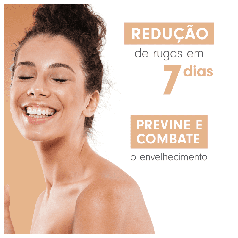 Redução de rugas em até 7 dias, previne e combate o envelhecimento.