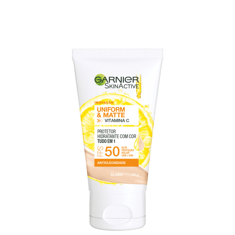Garnier SkinActive Uniform & Matte Vitamina C FPS50 Clara - Protetor Hidratante Facial 40g Menor preço em Garnier SkinActive Uniform & Matte Vitamina C FPS50 Clara - Protetor Hidratante Facial 40g