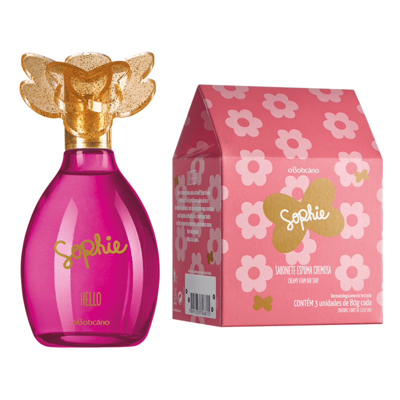 Combo Sophie: Colônia Hello + 3 Sabonetes em Barra