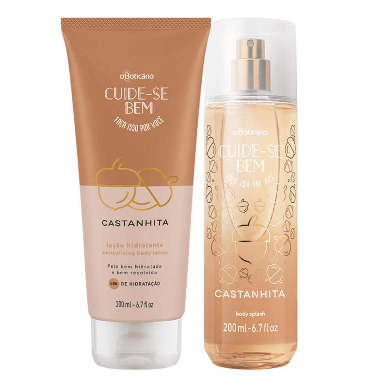 Combo Cuide-Se Bem Castanhita: Loção Hidratante Desodorante 200ml + Body Splash 200ml