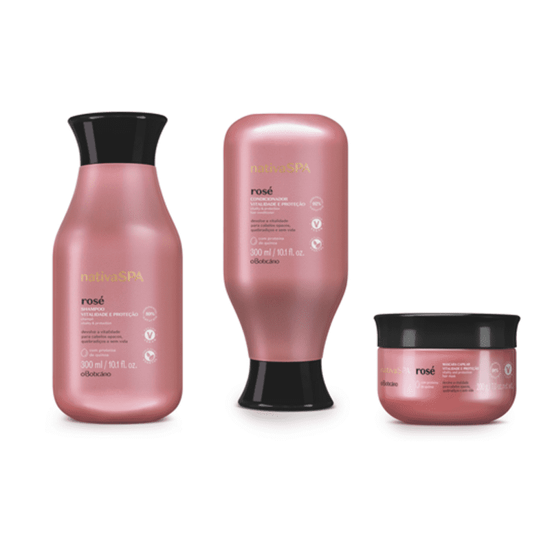 Combo Nativa Spa Rosé: Shampoo, 300 ml + Condicionador, 300 ml + Máscara, 200 g