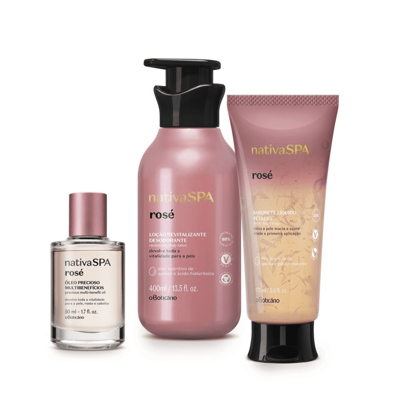 Combo Nativa Spa Rosé : Óleo Precioso + Sabonete Liquido + Loção 400ml