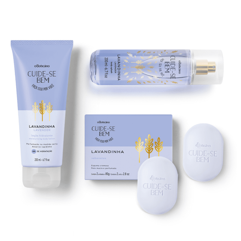 Combo Cuide-Se Bem Lavandinha: Sabonete Em Barra, 2Un, 80 g/Cada + Loção Hidratante, 200 ml + Body Splash, 200 ml