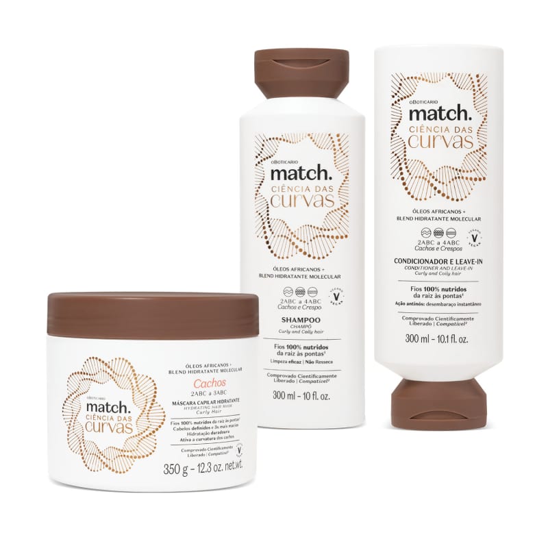 Kit Match o Boticário Ciência das Curvas Cachos (3 Produtos) Menor preço em Kit Match o Boticário Ciência das Curvas Cachos (3 Produtos)