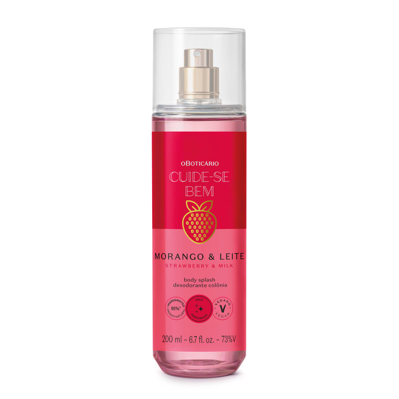 Combo Cuide-se Bem Morango e Leite: Loção Corporal 400ml + Body Splash ...